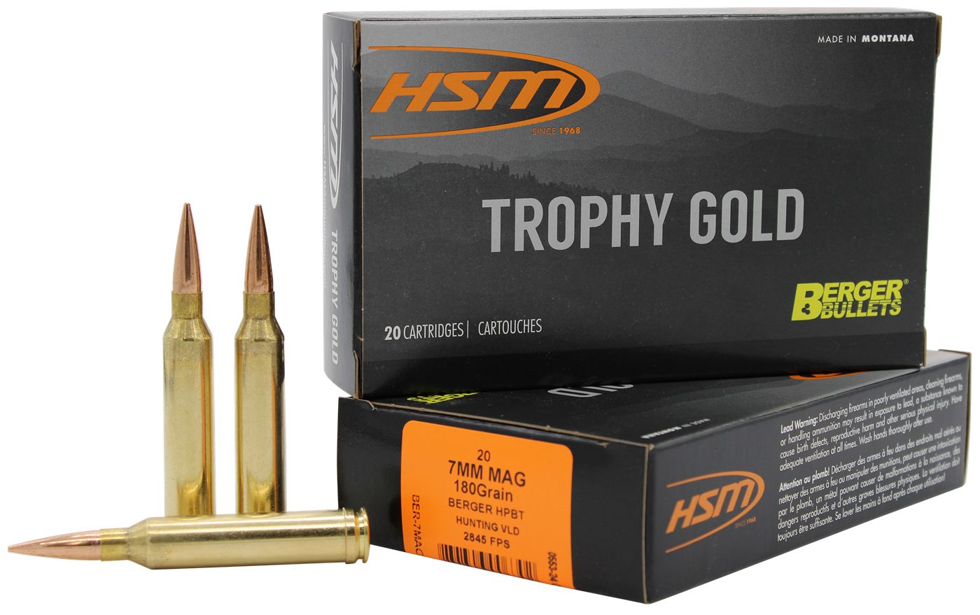 HSM 7MAG180VLD Trophy Gold Extended Range 7mm Rem Mag 180 gr Berger Hunting