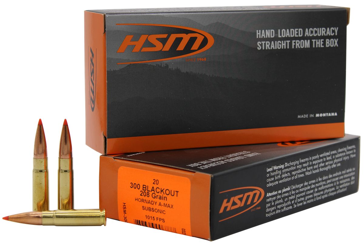 HSM Ammo 300BLK1N Match 300 Blackout 208 gr Hornady A Max 20 Per Box/ 25 Ca