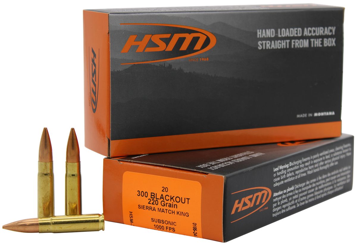HSM 300BLK4N Match 300 Blackout 220 gr Sierra BTHP 20 Per Box/ 25 Case