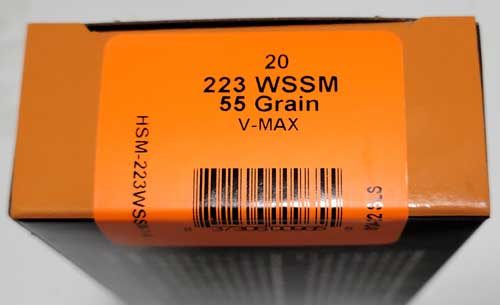 HSM Ammo 223 Wssm 55GR V-MAX 20RD 25BX/CS