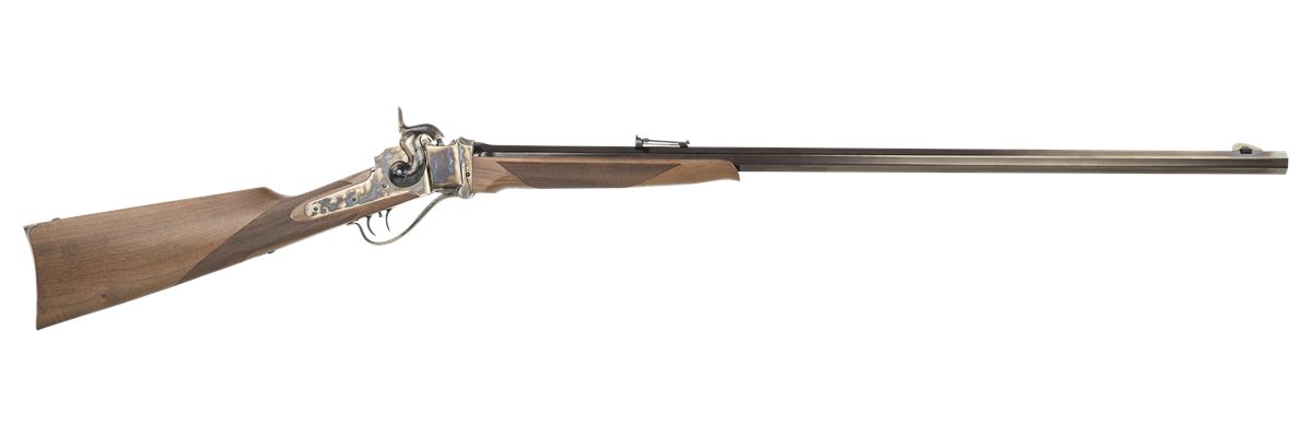 Taylors & Company 210120 1863 Sharps Sporting Pedersoli 45 Cal Percussion 32" Blued Octagon Barrel, Color Case Hardened Steel Receiver, Fixed Checkered Walnut Stock, Musket Cap Ignition, Right Hand