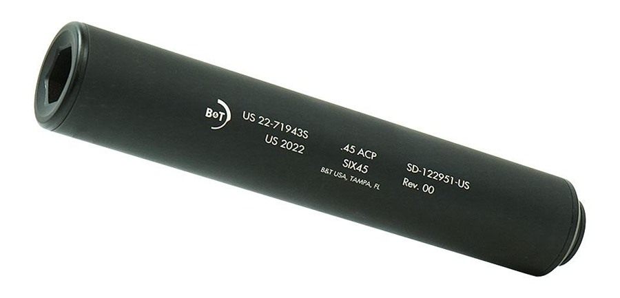 B T USA Six45 Suppressor .45 ACP Black