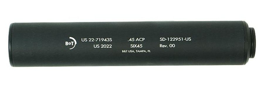 B T USA Six45 Suppressor .45 ACP Black view 3