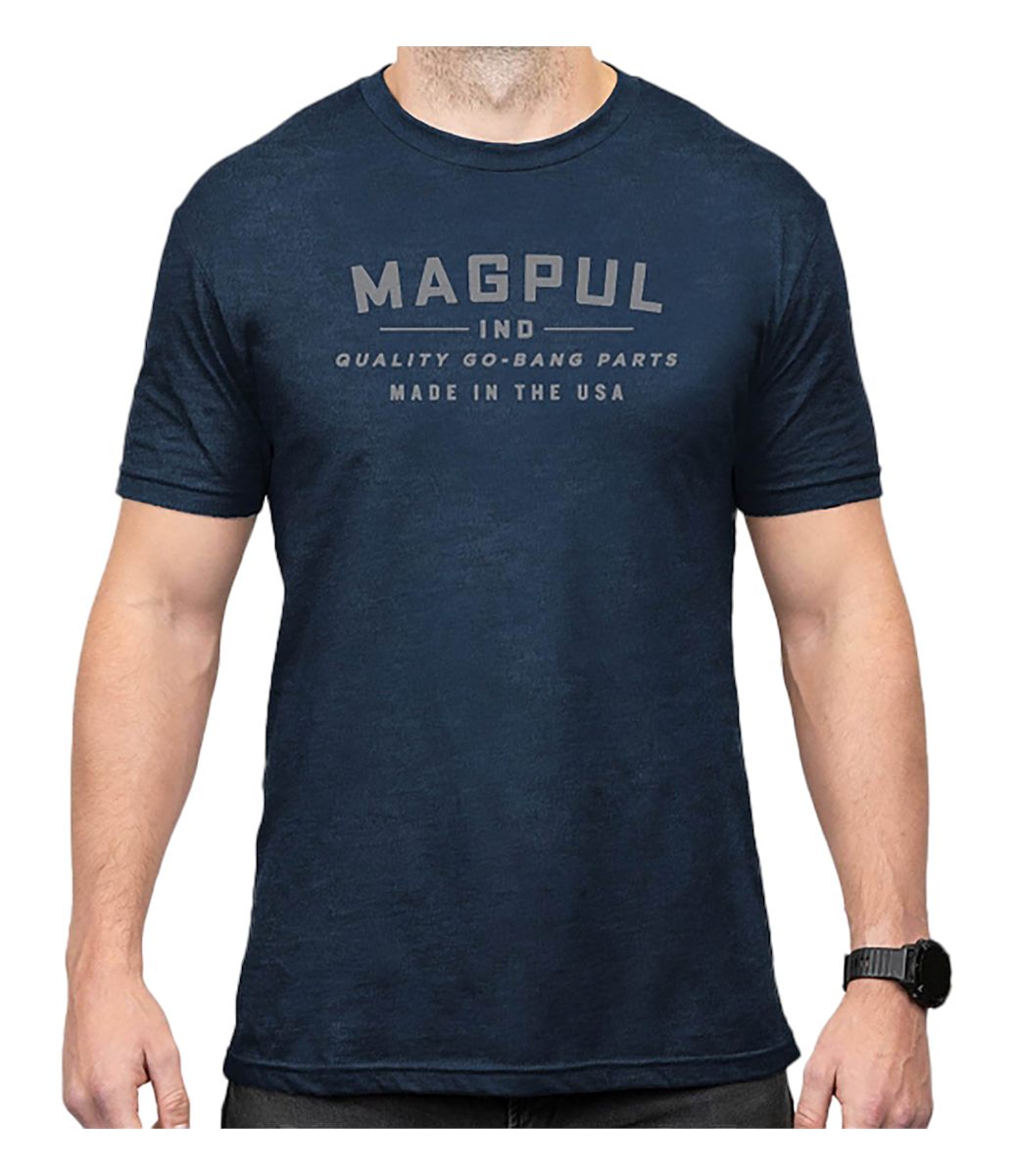 Magpul MAG1112-410-S Go Bang Parts Navy Heather Cotton/Polyester Short Slee