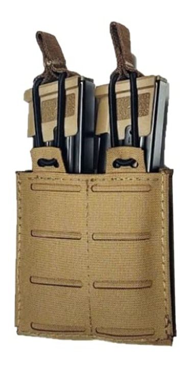 Tac Shield T3667CY RZR MOLLE Double Speedload Pistol Pouch, USA Made, Coyot