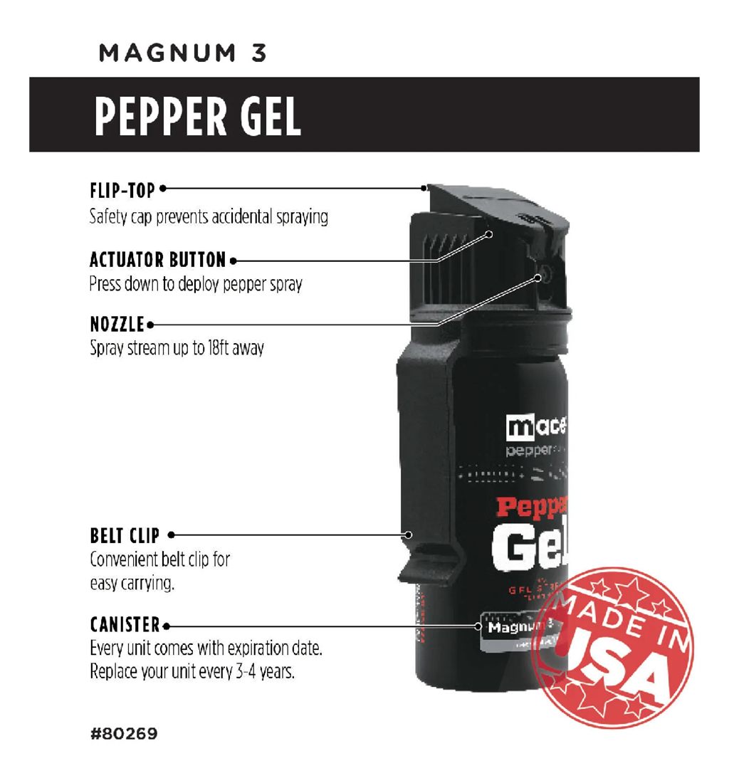 Mace Security International Magnum 3 Pepper Gel Distance Spray 18' Range