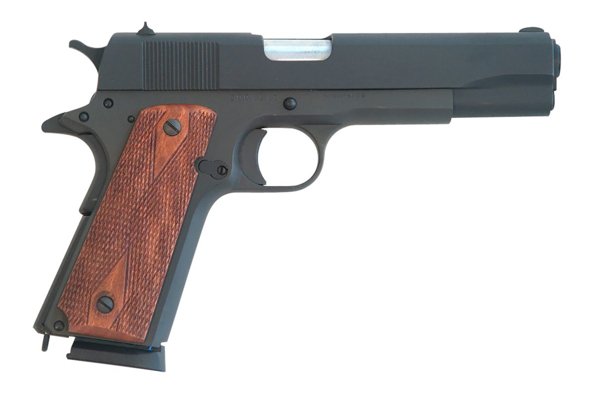 Cimarron 1911 .45 ACP 8+1, 5.03in Black Steel Barrel, Parkerized Serrated S