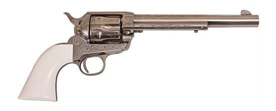 Cimarron Frontier 45LC PW FS 7.5in Engraved Nickel/Ivory