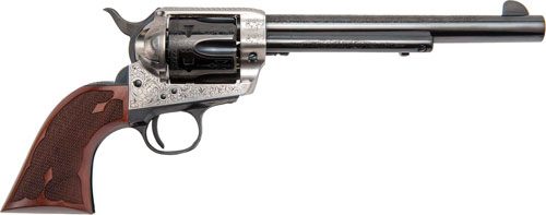 Cimarron Frontier 357MAG PW FS 7.5in Engraved Silver/BL WAL