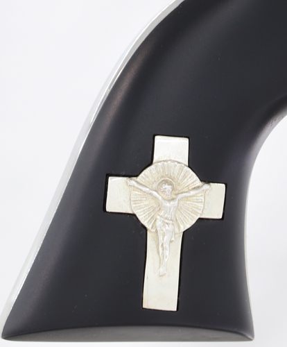 Cimarron Holy Smoker 45LC FS 4.75in White/Silver Cross Black