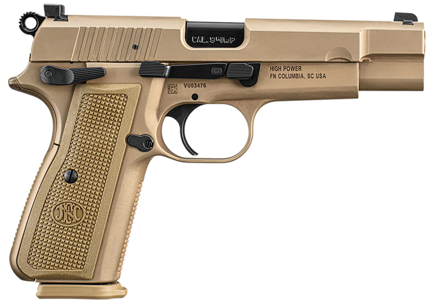 FN America 66101117 High Power 9mm Luger 10+1, 4.70in Black Target Crown St