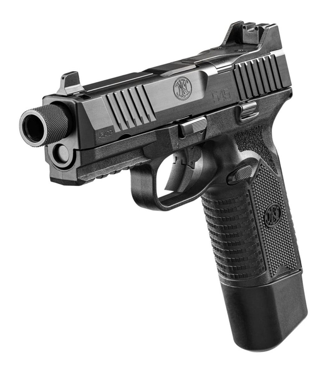 FN America 66101383 545 Tactical 45 ACP 15+1/18+1 4.71in Black Target Crown view 2