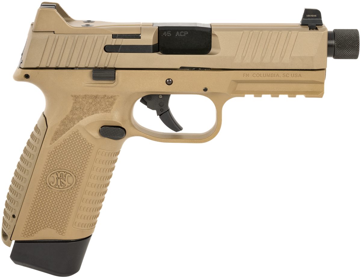 FN USA 66101384 545 Tactical 45 ACP 15+1/18+1, 4.71in Black Target Crown/Th