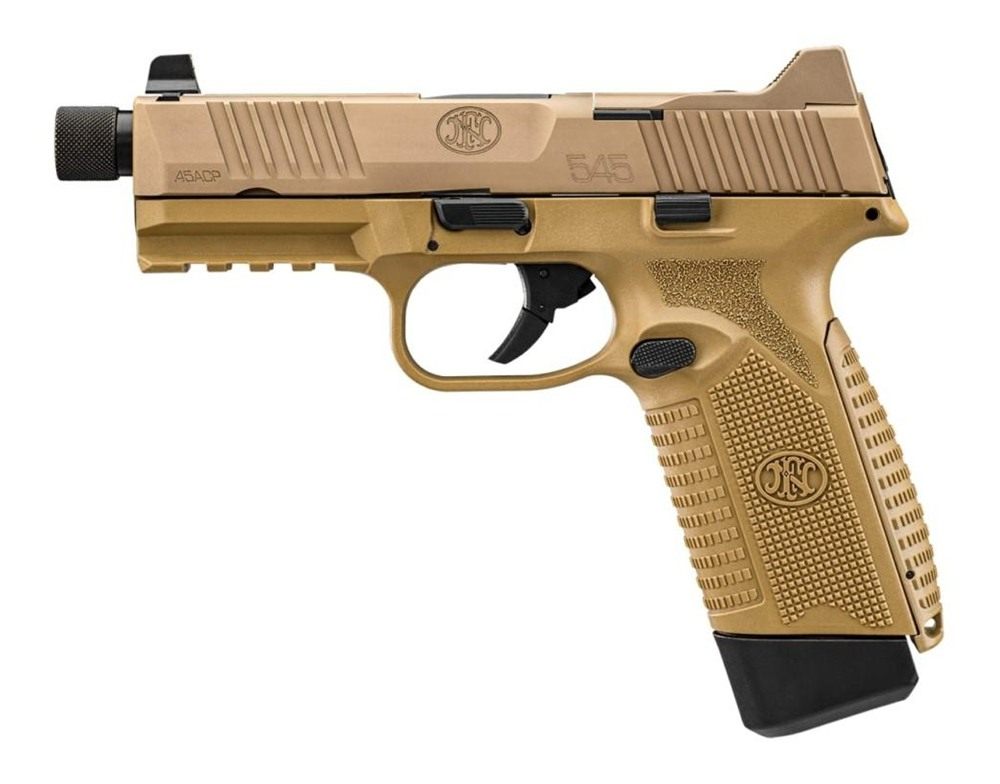 FN USA 66101384 545 Tactical 45 ACP 15+1/18+1, 4.71in Black Target Crown/Th view 3