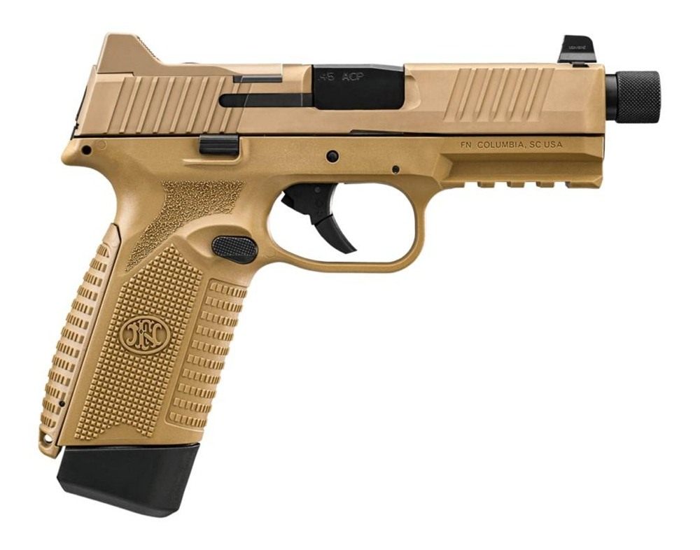 FN USA 66101384 545 Tactical 45 ACP 15+1/18+1, 4.71in Black Target Crown/Th view 4