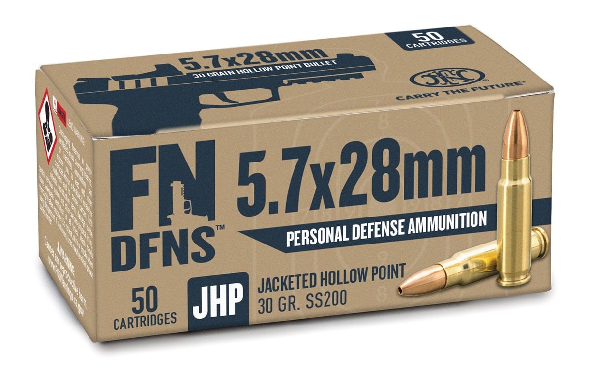 FN Dfns SS200 Personal Defense Handgun Ammunition 5.7x28mm 30gr JHP 1894 fp