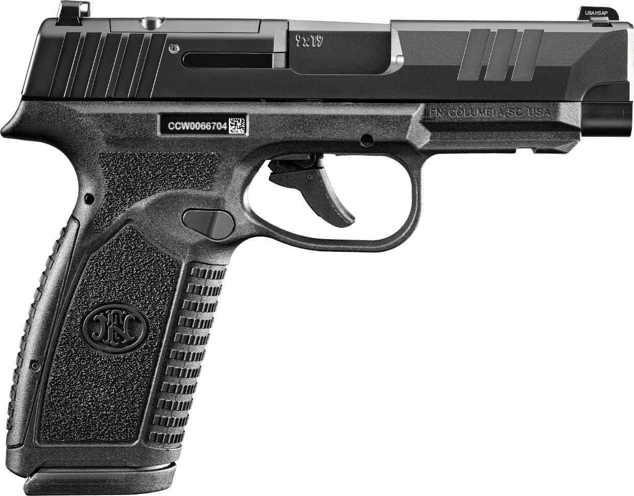 FN America 66101759 Micro-Compact 9mm Luger 18+1 3.80in Black Target Crown view 2