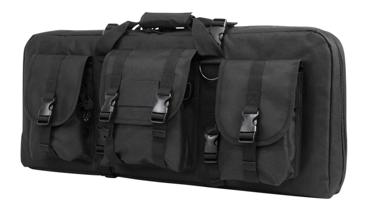 NcStar CVCPD2962B28 VISM Deluxe SubGun Case 28" Black PVC Fabric w/ Exterior Pockets Zippers & Padding for 2 AR or AK Pistols