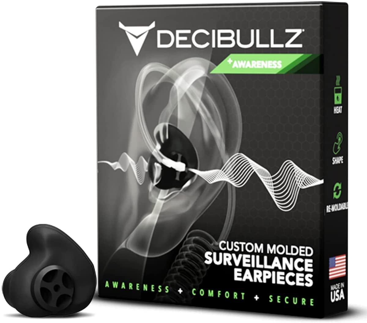 Decibullz Custom Moldable Surveillance Earpieces +Awareness