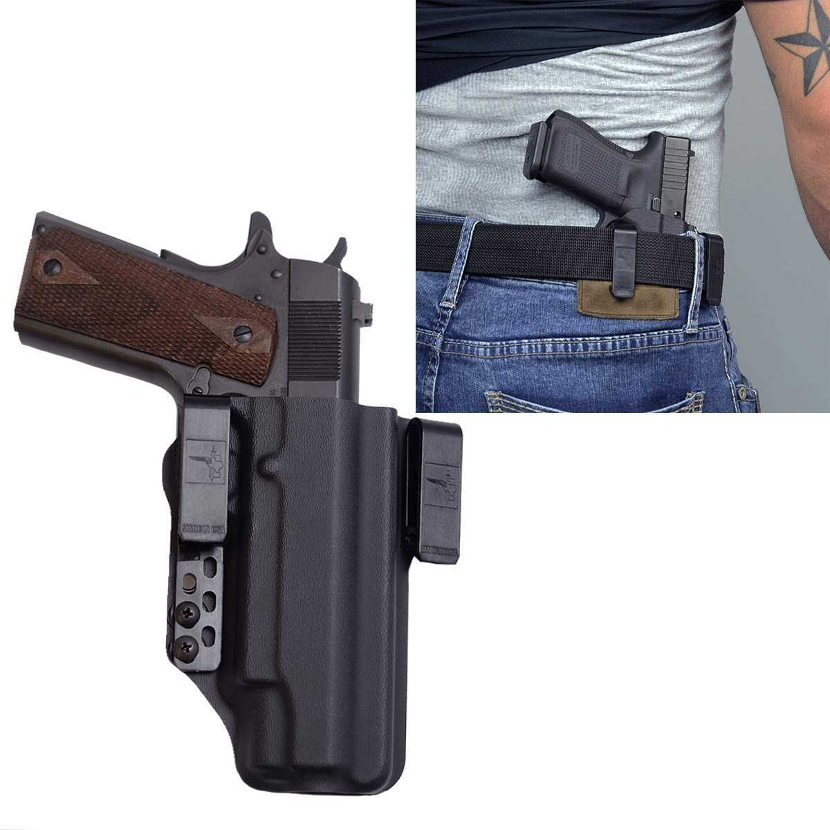 Bravo Concealment 1911 para Elite 5in (Non-Rail) .45acp IWB Torsion Gun Hol
