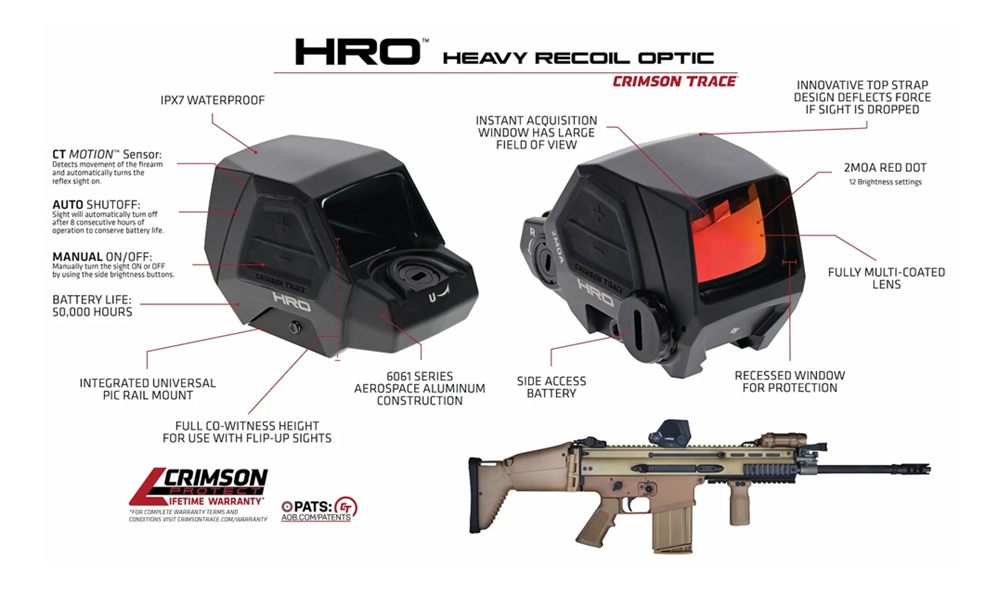 Crimson Trace 0101810 HRO Black Anodized 1x36.50mm 2 MOA Red Dot Reticle view 4