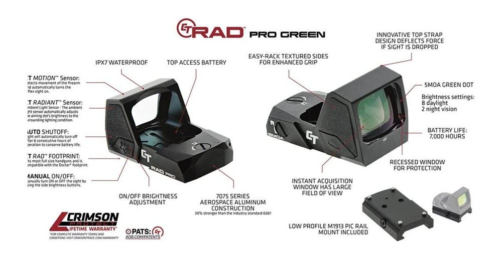 Crimson Trace CT RAD Pro - Green Reflex Sight for Full Size Pistols view 4