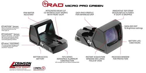 Crimson Trace CT Micro Pro - Green Reflex Sight for Sub Compact/Compact Pis view 6