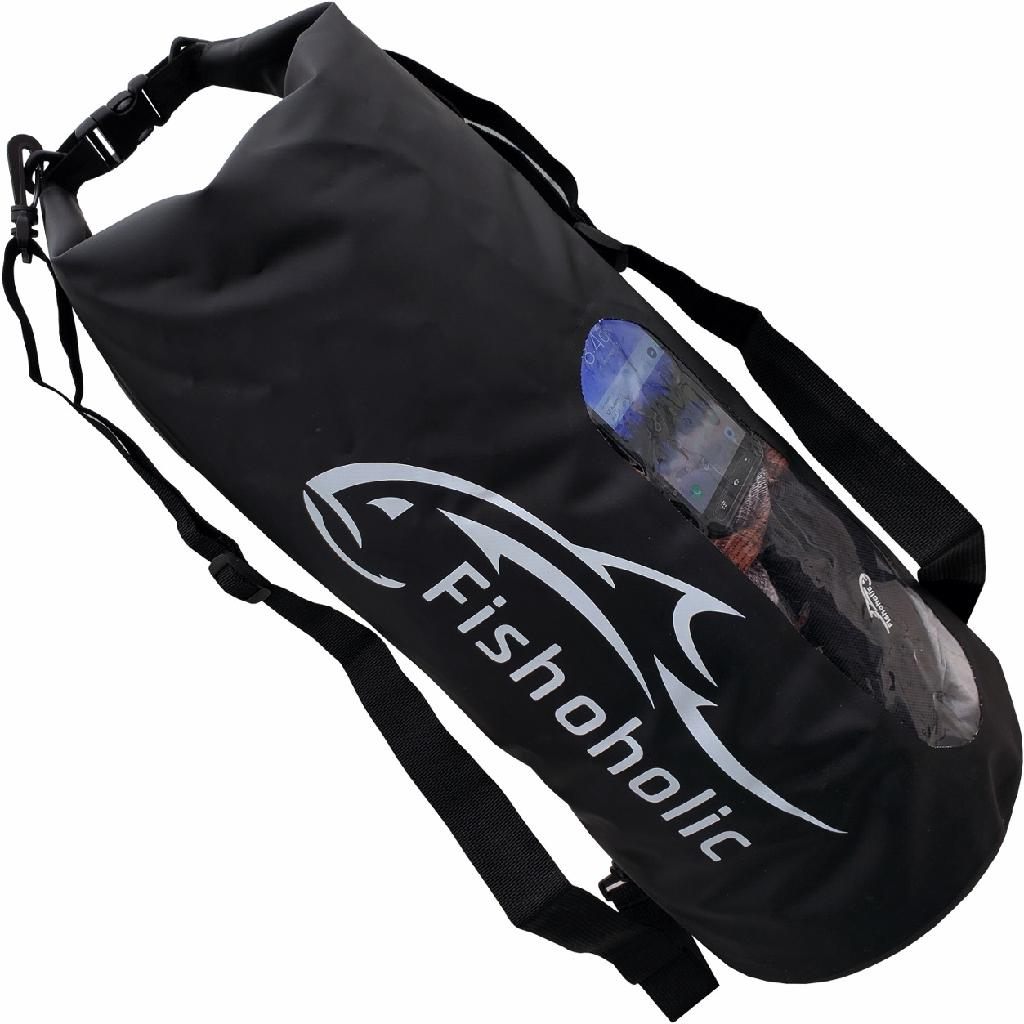 Fishoholic FH Waterproof Gear Bag 30l Black/clear 2 Adjustable Carry Straps