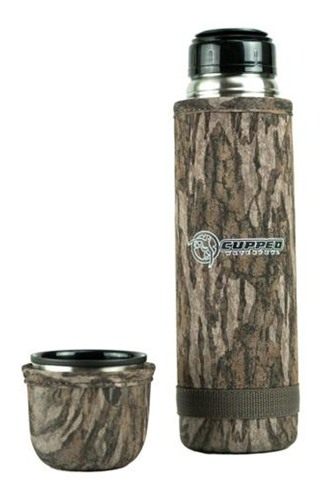Cupped Waterfowl 1 Liter Hot/Cold Camo Thermos | Mossy Oak Bottomland view 2