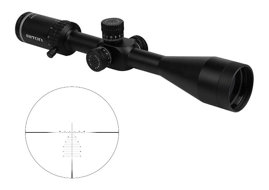 Riton Optics X1 Conquer Rifle Scope 6-24x50 1in FFP Mpsr Non-Illum MOA - Bl view 3