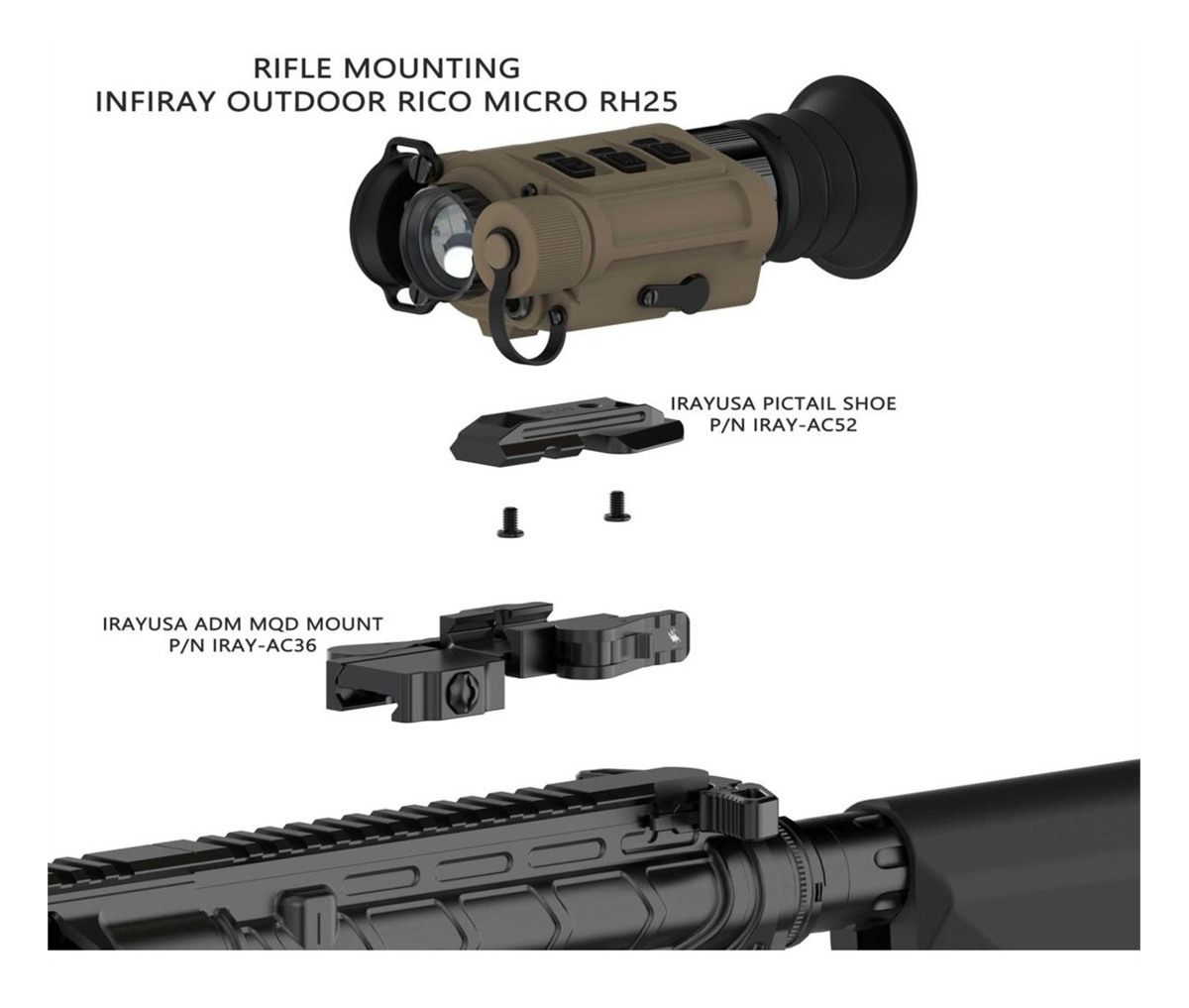 Irayusa InfiRay Outdoor RH25V2 Rico Micro V2 640 Thermal Weapon Sight Tan 1 view 2
