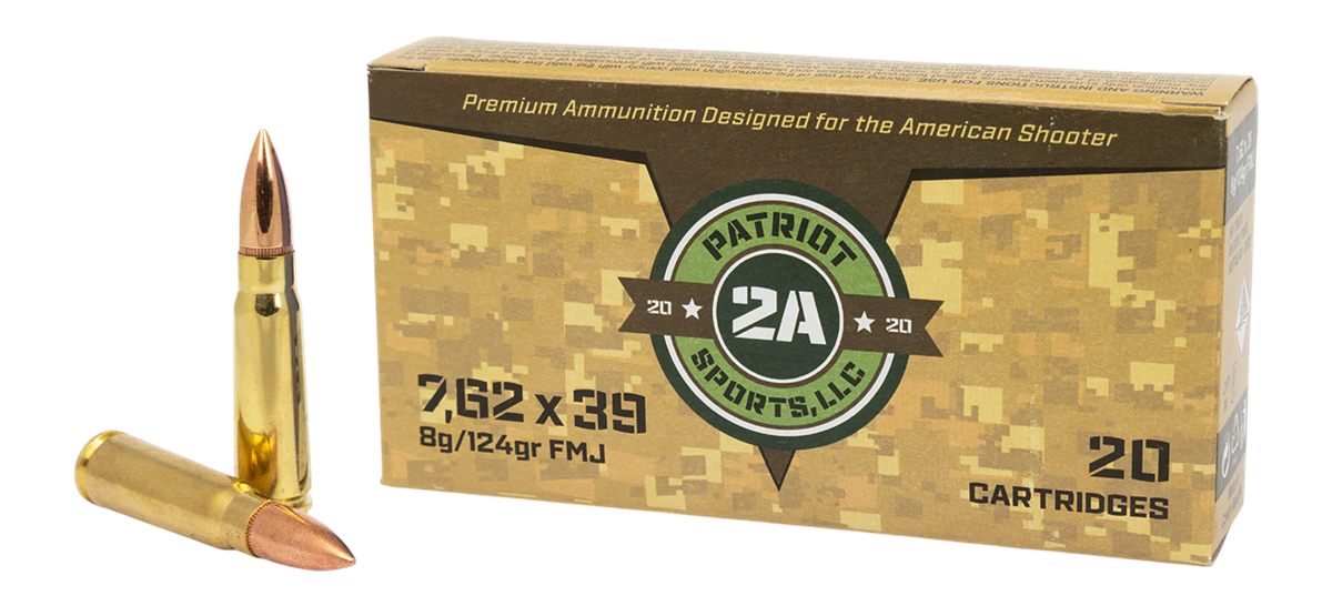 Patriot Sports P762124F 7.62x39mm 124gr Full Metal Jacket 20 Per Box/50 Cas