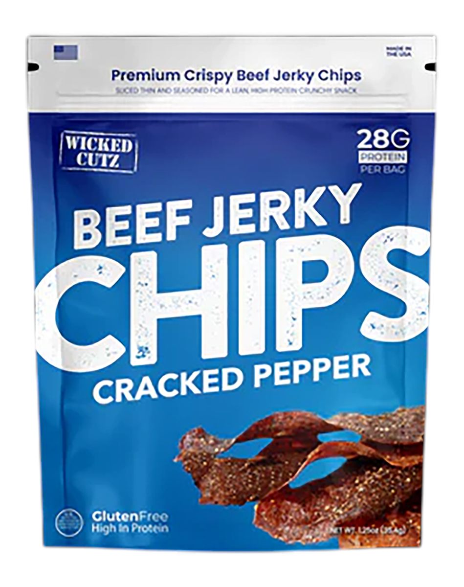 Wicked Cutz WCBC01CP Cracked Pepper Beef Jerky Chips 8 Pack