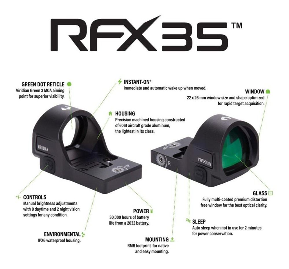 Viridian Green Lasers 9810145 RFX35 Flat Dark Earth 1 x 22 mm x 26 3 MOA Do view 2