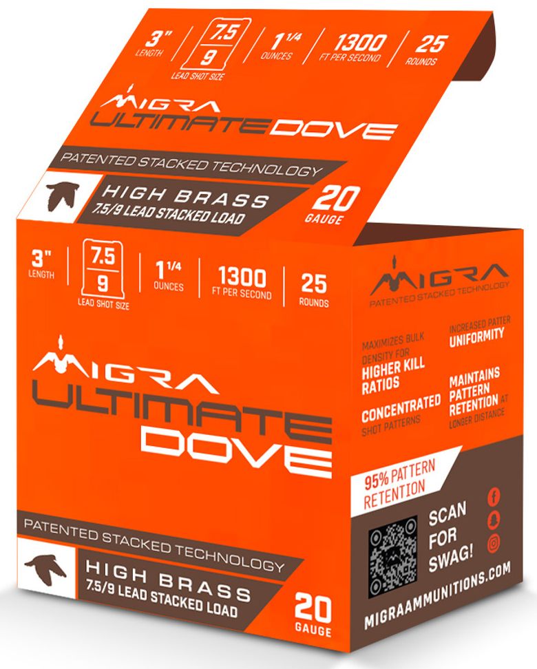 Migra Ammunitions M20UD75-9 Dove 20 Gauge 3in 1 1/4oz 7.5/9 Shot 25 Per Box view 2