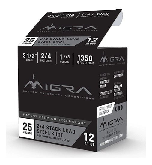Migra Ammunitions Steel Waterfowl Stacked Shotshells 12ga 3.5in 1-3/8oz 142