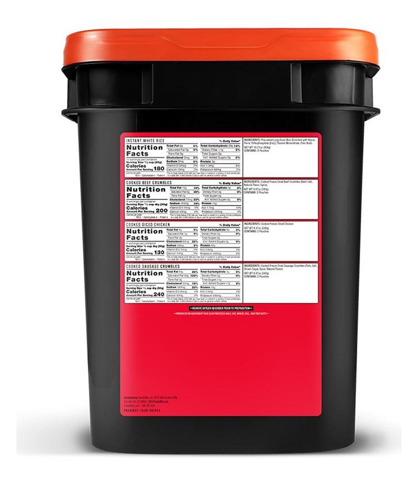 ReadyWise Wise Foods RW07704 Meat/Rice Bucket Freeze Dried Meals 88 Serving view 4