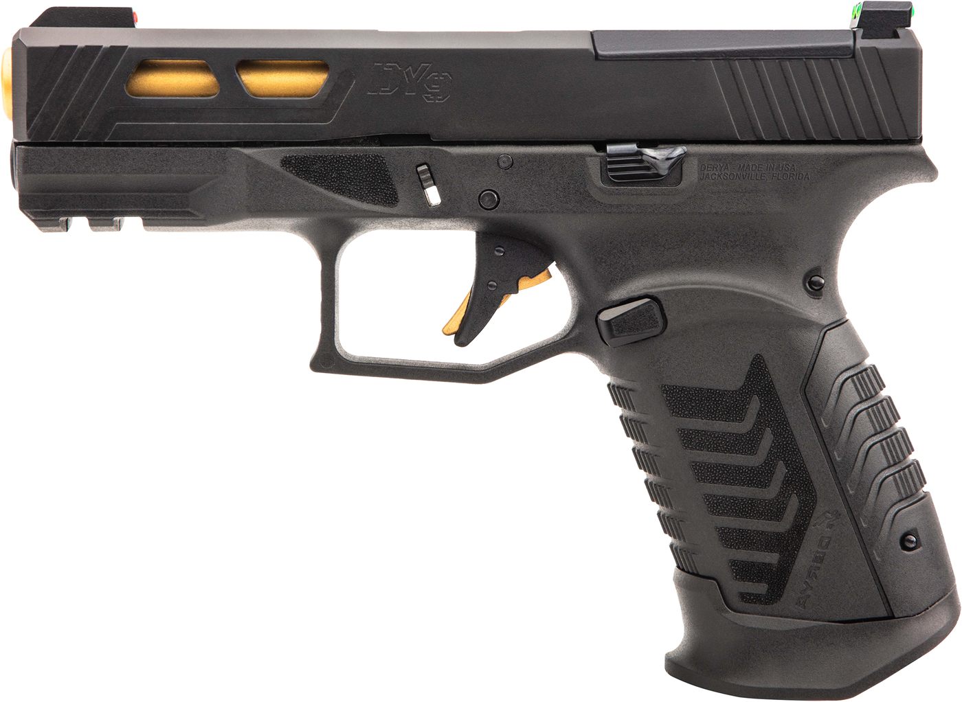 Derya Firearms DY9GUS 9mm Luger 15+1 4.02in Gold TiN Steel Barrel, Black Ni view 2