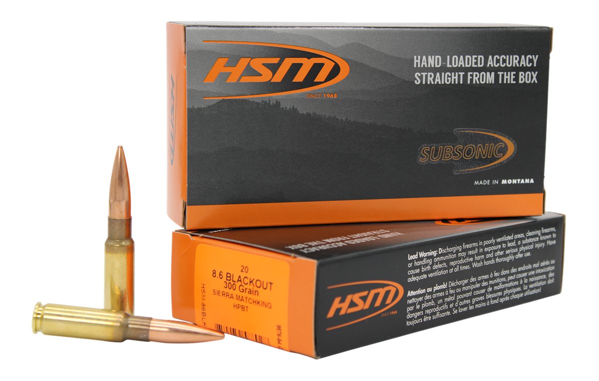 HSM 86BLK1N 8.6 Blackout 300gr Hollow Point Boat Tail 20 Per Box/25 Case