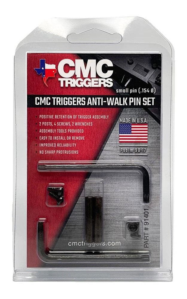 CMC Triggers 91401 Anti-Walk Pin Set Small Black Anodized Steel AR-15 view 3