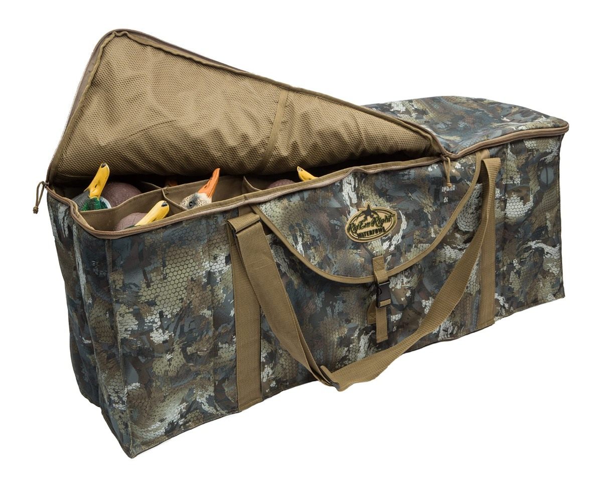 Rig Em Waterfowl 12-Slot Deluxe Duck Decoy Hunting Bag with Padded Protecti