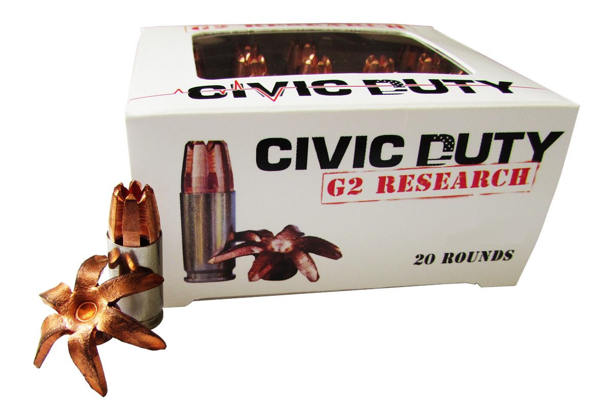 G2 Research G00617 Civic Duty 45ACP 164gr Copper Expansion Projectile 20 Pe