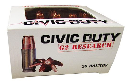 G2 Research Civic Duty 10MM 20RD BOX 25 PER Case