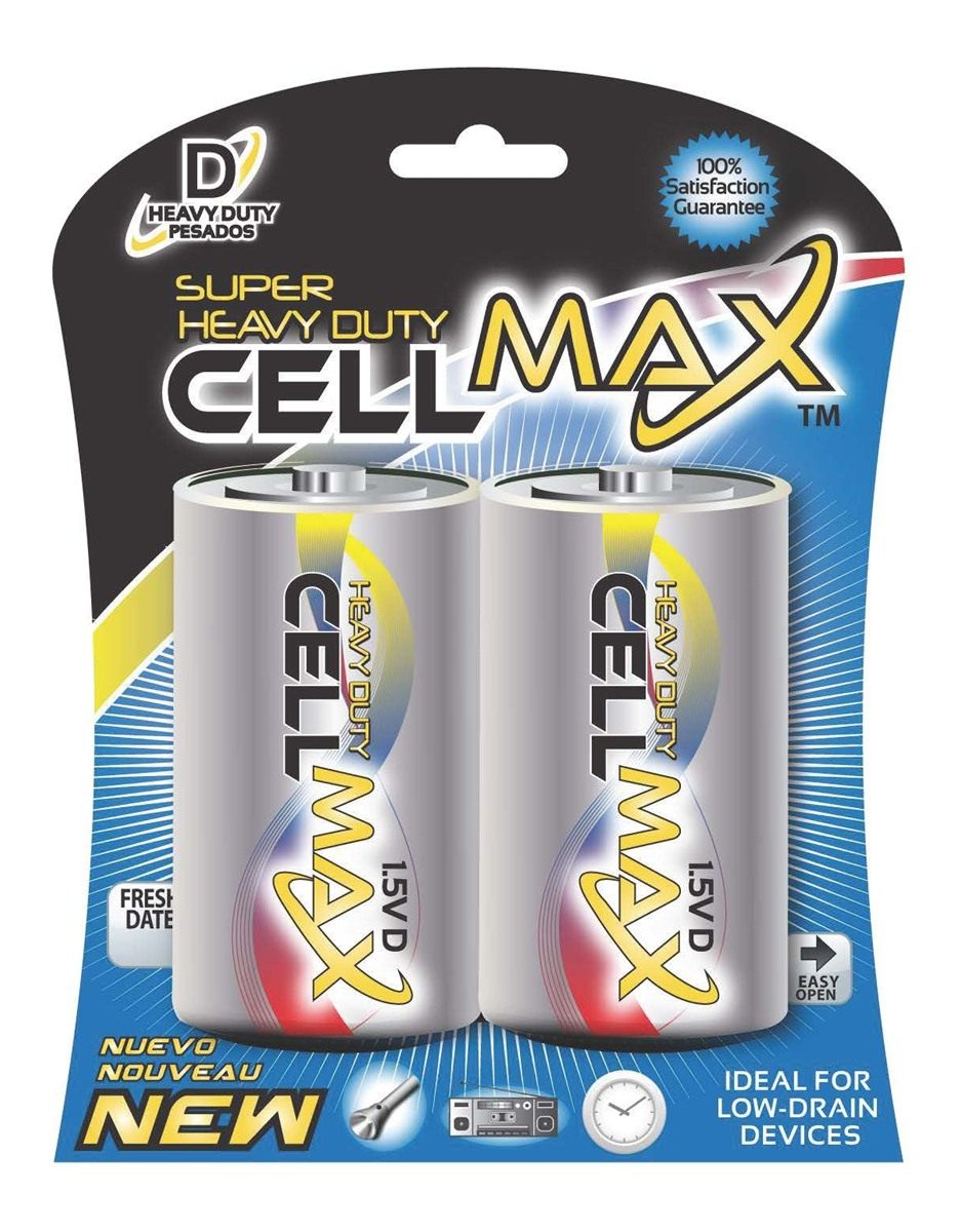 Cell Max Long Lasting D Super Heavy Duty 2 Pack (CM-R20P-BP2)