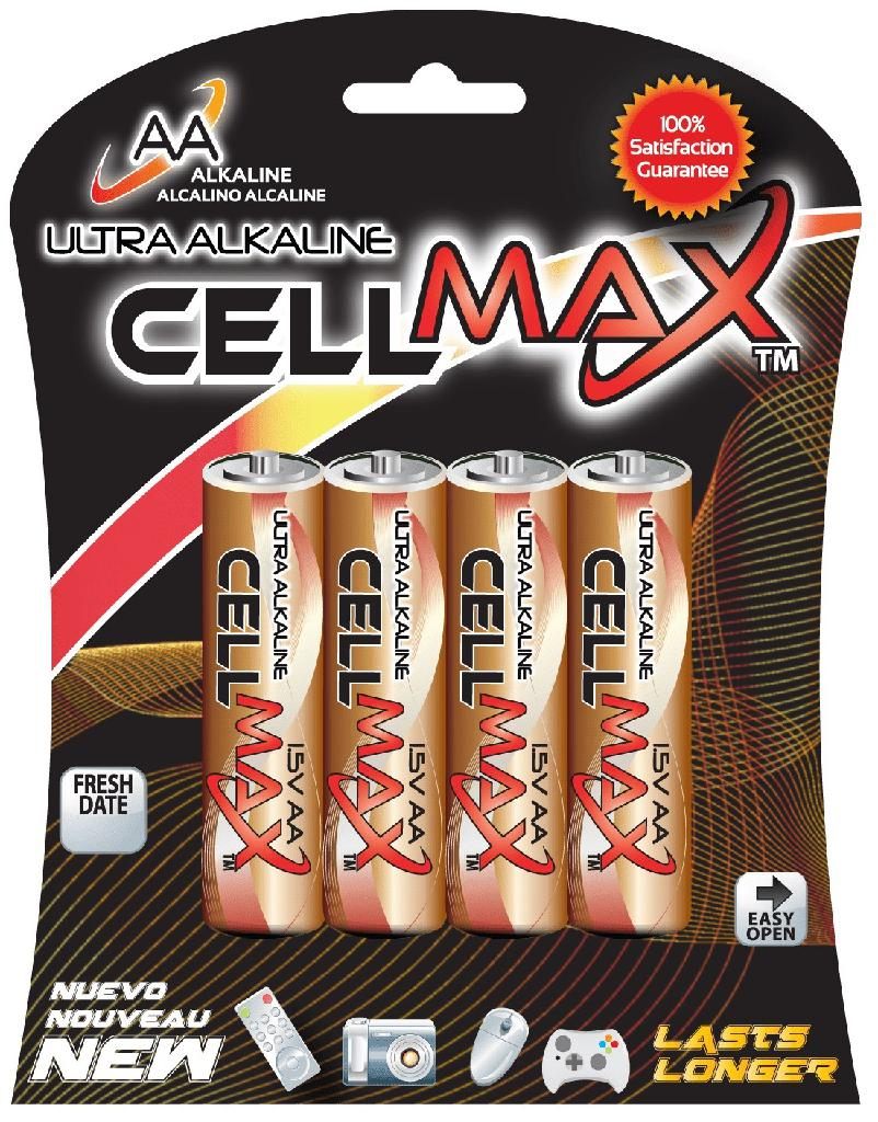 Cell Max Long Lasting AA Alkaline 4 Pack (CM-LR6-BP4)