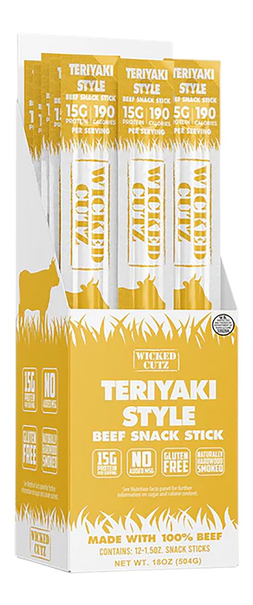 Wicked Cutz WCBS12TY Teriyaki Beef Sticks 12 Pack