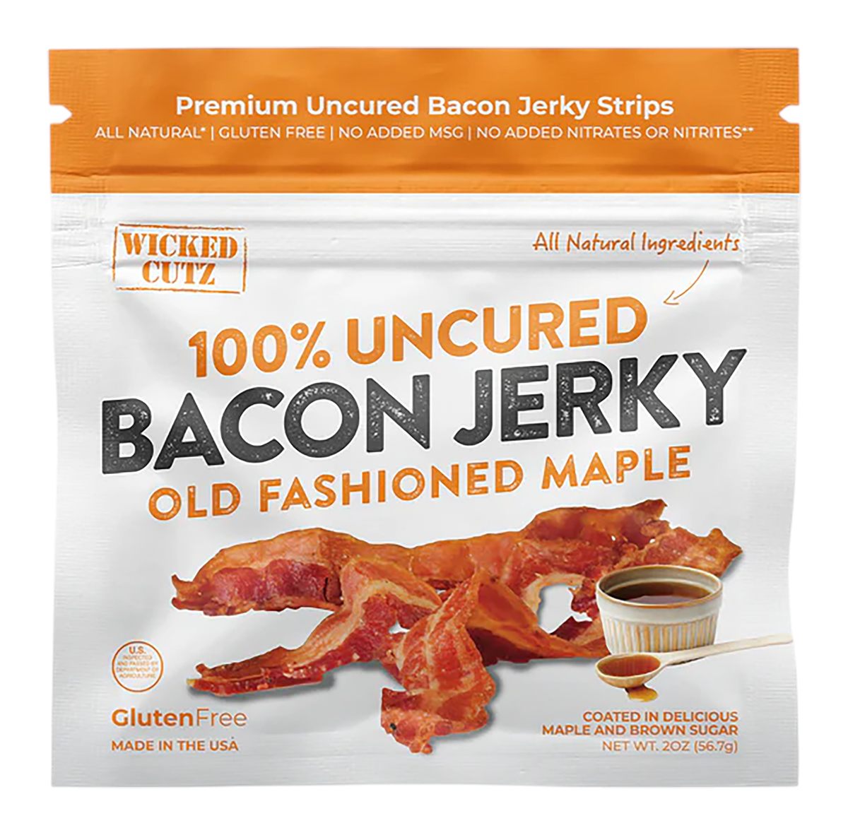 Wicked Cutz WCPJ02MA Old Fashioned Maple Bacon Jerky 2 Servings 10 Pack