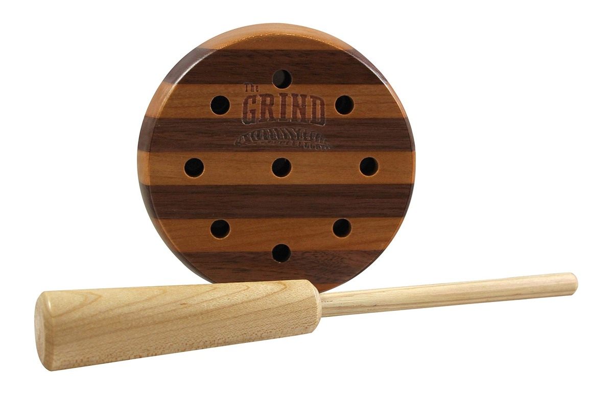 THE Grind Cooker Pot Peg Slate Turkey Call, Walnut/Maple Woods with Top Bro