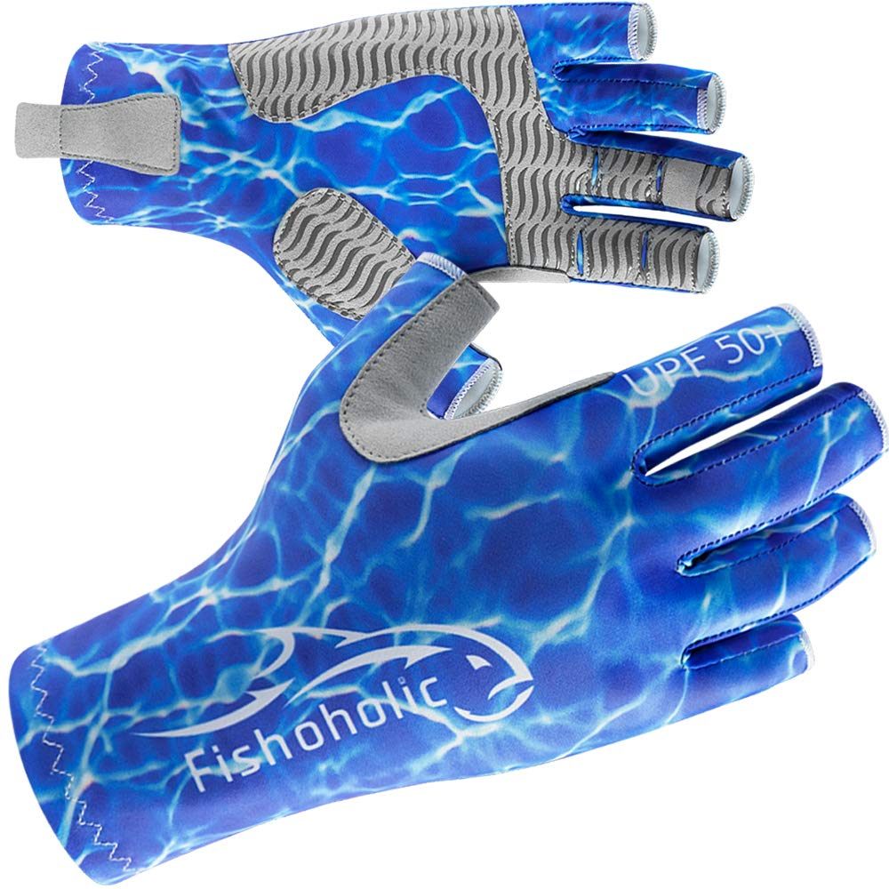 Fishoholic UPF50+ Fingerless Fishing Gloves - Sticky Grip Sun Protection