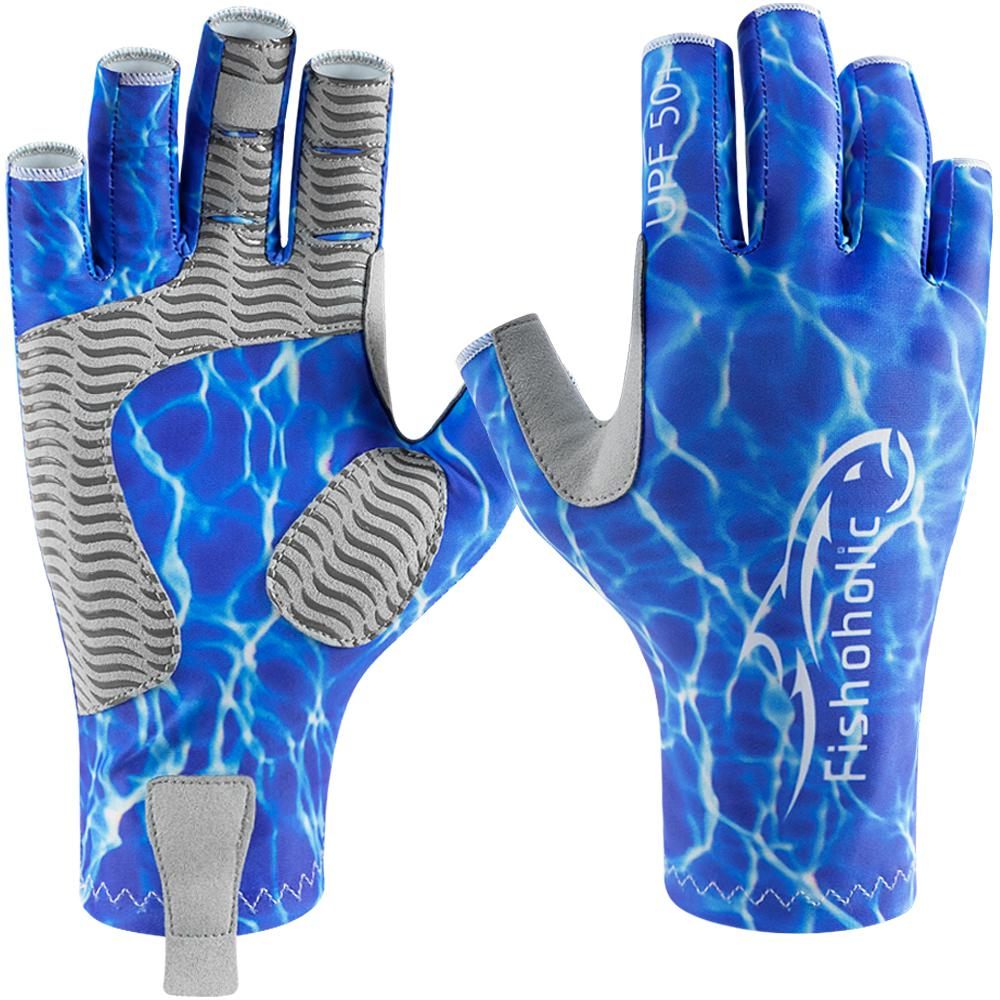Fishoholic UPF50+ Fingerless Fishing Gloves - Sticky Grip Sun Protection view 2
